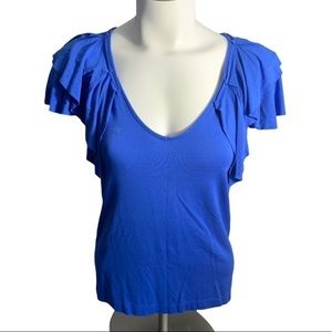 𝅺BANANA REPUBLIC, stretch shirt with ruffled sleeves, size S